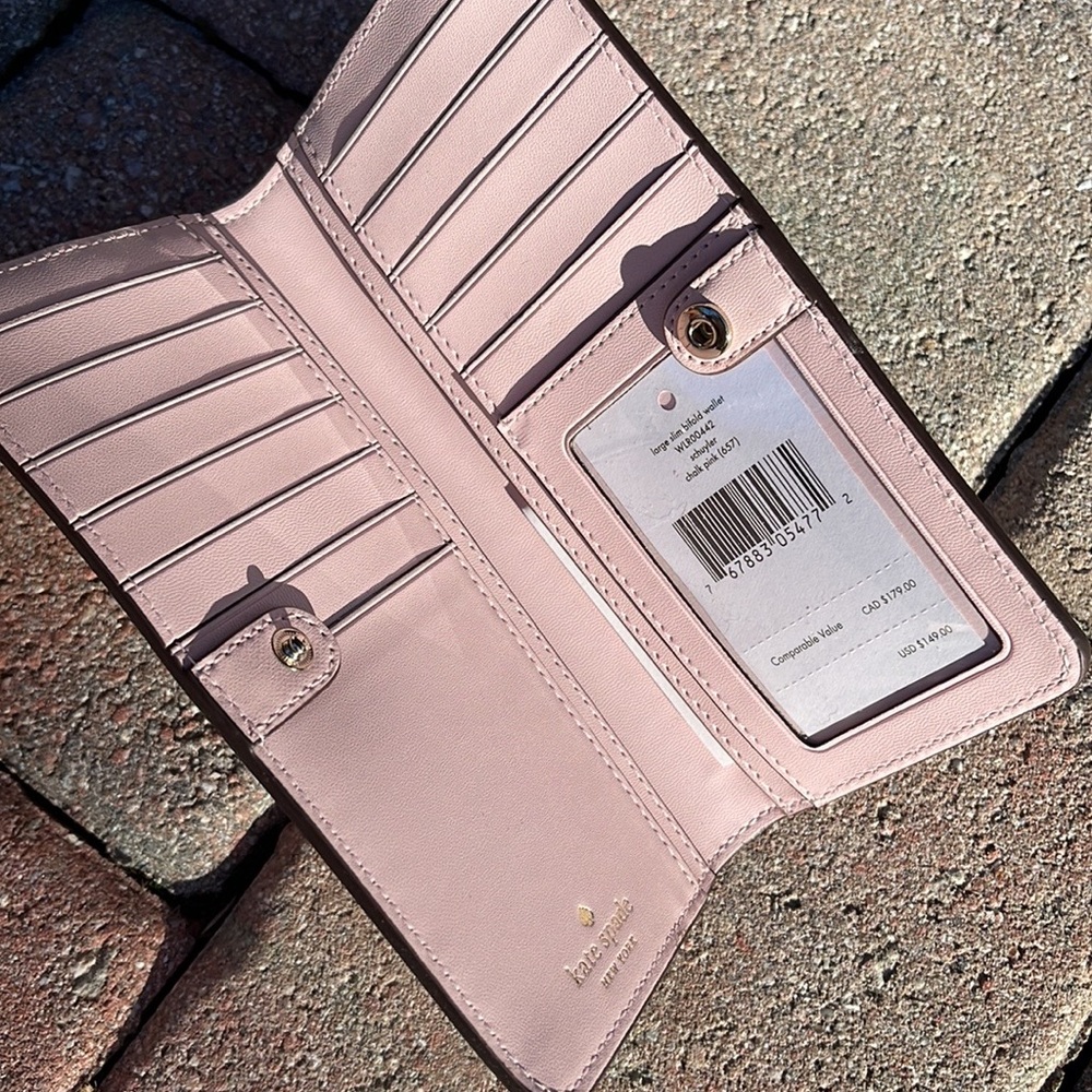 Kate Spade Schuyler Large Slim Bifold Wallet Clutch 
Chalk Pink 
NWT - Picture 5 of 16
